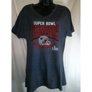 NFL Patriots Super Bowl LIII Champions T-Shirt Heather Blue Fanatics Pro Line XL